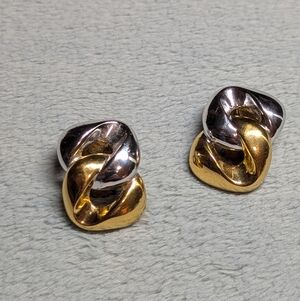 Vintage Gold & Silvertone Twisted Clip Earrings